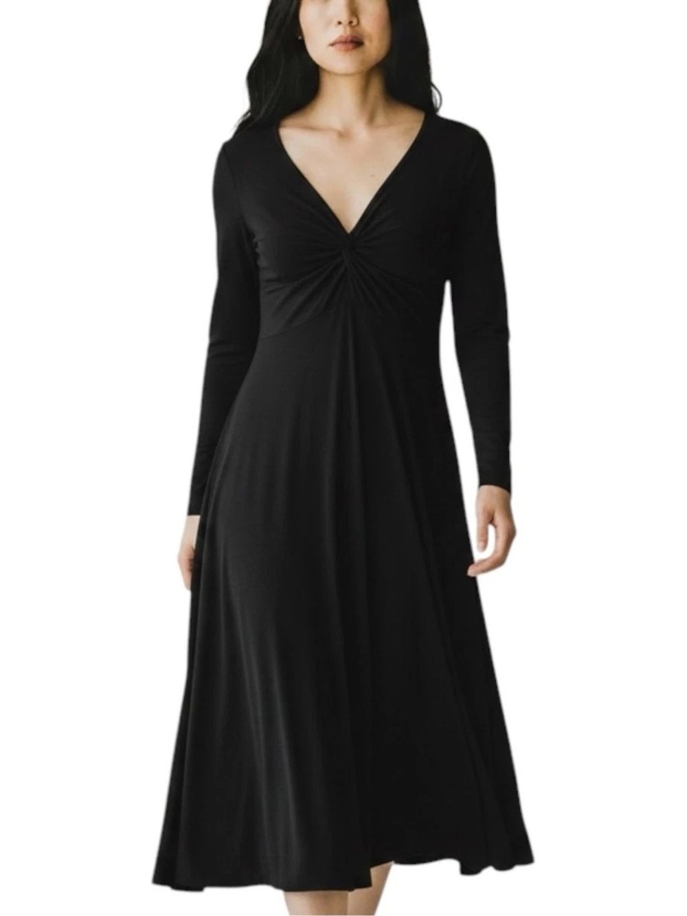 Marina Rinaldi Long Sleeve Black Twist-Front long  sleeve jersey dress comfy xl